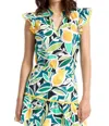 Stellah Lemon Ruffle Top In Multi In Green