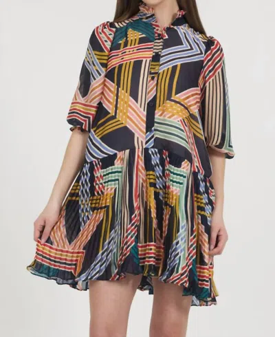 Stellah Lilit Geo Mini Dress In Blue