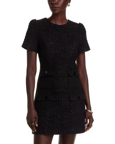 Stellah Novelty Tweed Mini Dress In Black