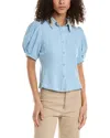 STELLAH STELLAH PEARL EMBELLISHED BUTTON-DOWN TOP