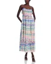 Stellah Printed Tie Shoulder Midi Dress In Blue