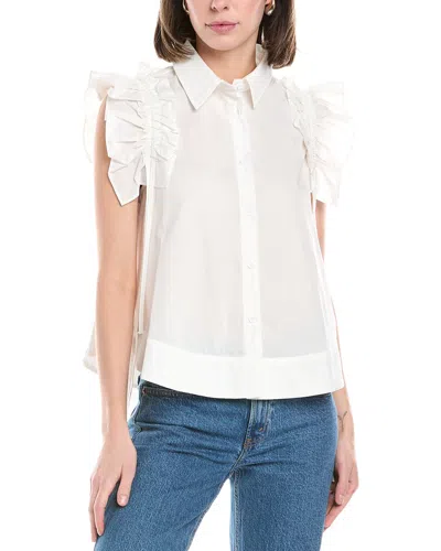 Stellah Ruffle Sleeve Blouse In White