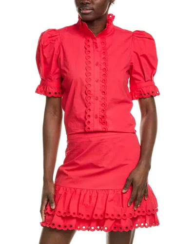 Stellah Scallop Eyelet Trim Blouse