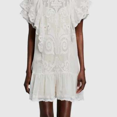 Stellah Semi Sheer Embroided Lace Dress In White