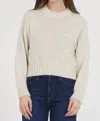 Stellah Sequin Front Pullover Sweater In Cream In Neutral