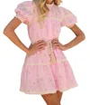 Stellah Short Sleeve Button Down Mini Dress In Pink In Pink