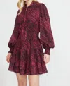 Stellah Smocked Waist Tiered Mini Dress In Raspberry In Multi