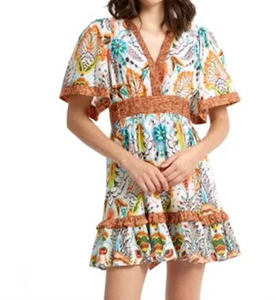 Stellah Tie Waist Mini Dress In Paisley In Multi