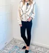 Stellah Tipping Ruffle Sweater In Cream In Beige