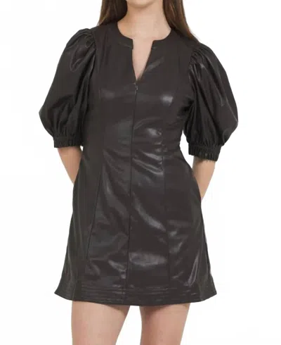 Stellah Vegan Leather Dress In Chocolate In Brown