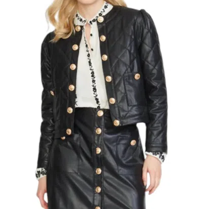 Stellah Vegan Leather Quilted Jacket In Black