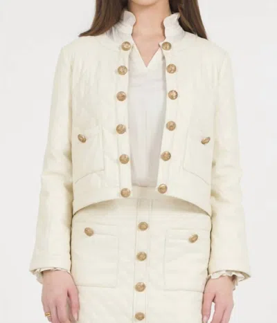 Stellah Vegan Leather Quilted Jacket In Cream In White