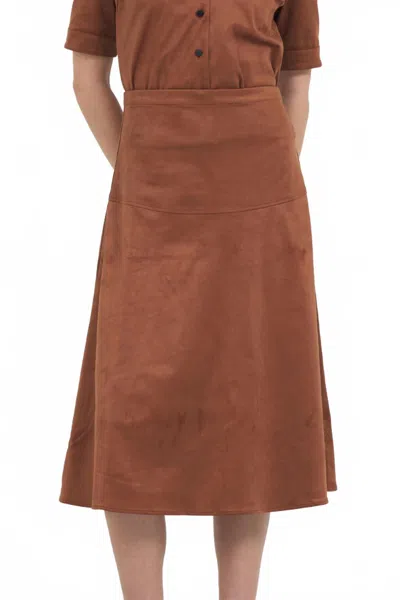 Stellah Vegan Midi Skirt In Cognac In Brown