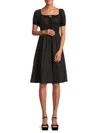 Stellah Women's Cotton Knee Length A Line Dress In Black