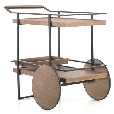 Stellar Works James Bar Cart By Yabu Pushelberg In Natural Walnut,black