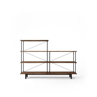 Stellar Works Seiton 49.5" H X 71.5" W Steel Standard Bookcase In Black;natural Oak