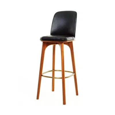 Stellar Works Utility Bar Chair By Neri&nu In Bellagio Black With Natural Walnut
