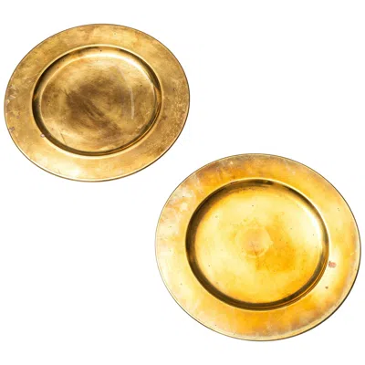 Pre-owned Stelton Coaster Dining Plates In Brass Produced By  In Denmark In Orange