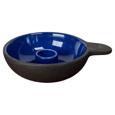 Pre-owned Stelton Vintage Danish Blue Ceramic Candleholder From