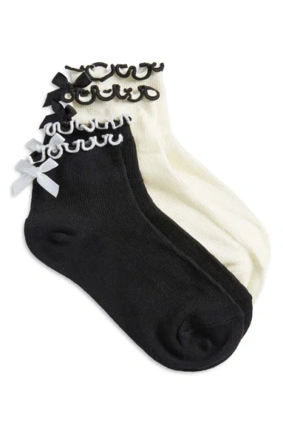 Stems 2-pack Delicate Bow Quarter Crew Socks In Black