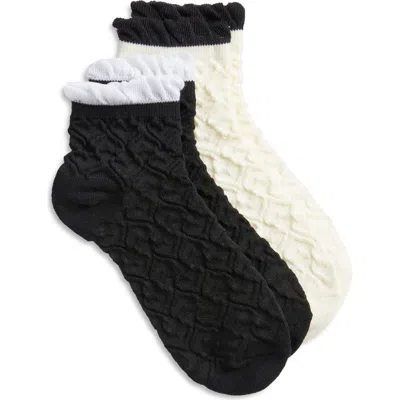 Stems 2-pack Dot Ruffle Crew Socks In Black/ivory