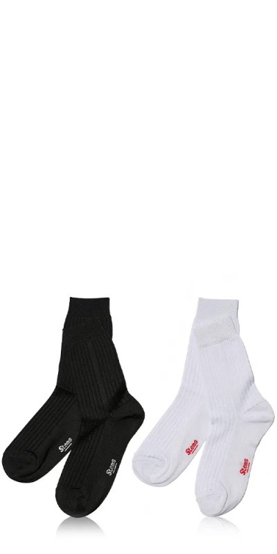 Stems 2-pack Italian Silky Rib Socks In Black
