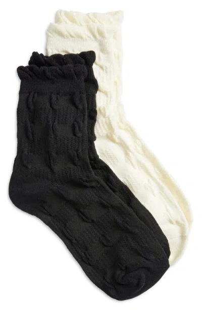 Stems 2-pack Textured Dot Crew Socks In Black