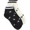 Stems 2-pack Textured Flora Ankle Socks In Black/ivory