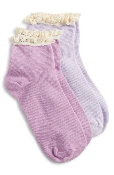 Stems 2-pack Lace Trim Cotton Blend Socks In Multi