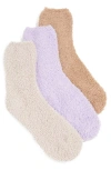 Stems Plush Ankle Socks 3-pack In Nude/blush/mulberry