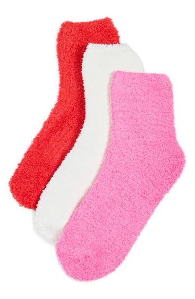 Stems 3-pack Lounge Ankle Socks In Red/pink/white