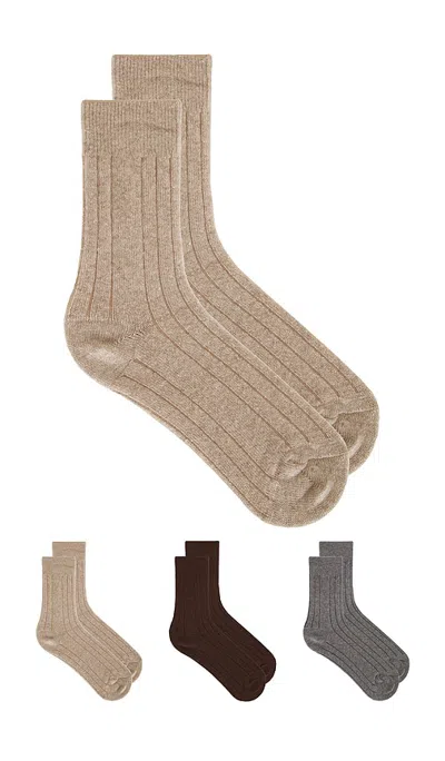 Stems 3 Pack Lux Merino Socks In Oat  Grey & Amberwood