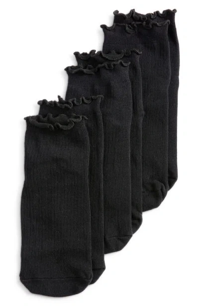 Stems 3-pack Lettuce Edge Rib Ankle Socks In Blue