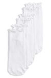 Stems 3-pack Lettuce Edge Rib Ankle Socks In White