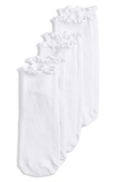 Stems 3-pack Lettuce Edge Rib Ankle Socks In White