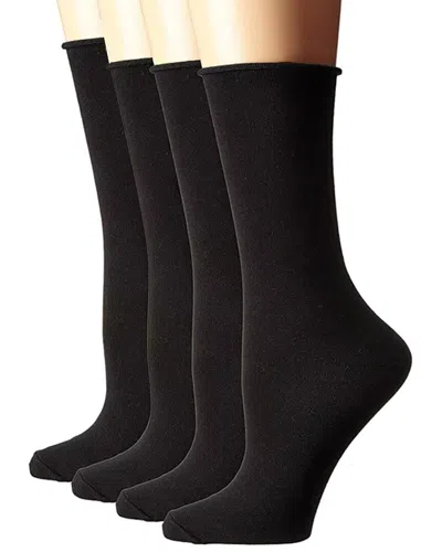 Stems 4pk Roll Top Crew Socks In Black