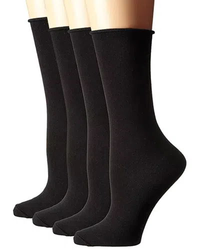 Stems 4pk Roll Top Crew Socks In Black