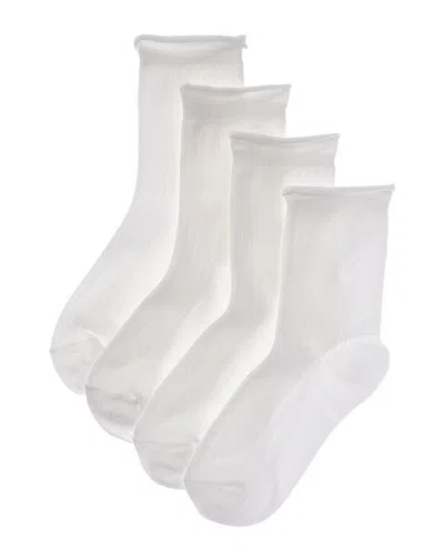 Stems 4pk Roll Top Crew Socks In White