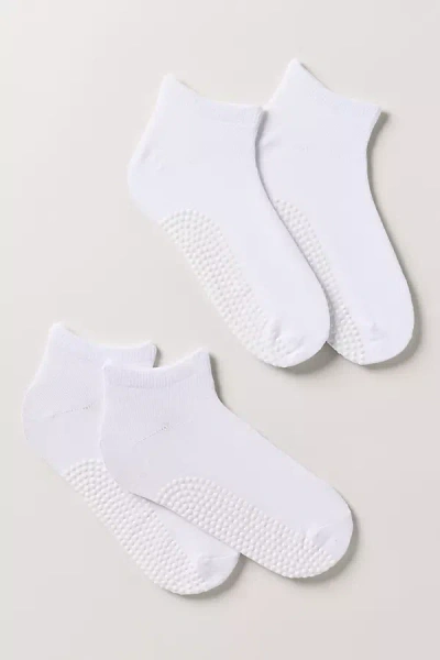 Stems Ankle Grip Socks, Set Of 2 In White