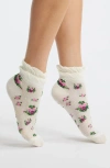 Stems Anna Floral Ruffle Cotton Blend Ankle Socks In White