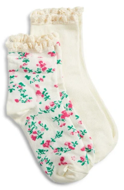 Stems Assorted 2-pack Lace Trim Floral Socks In Multi
