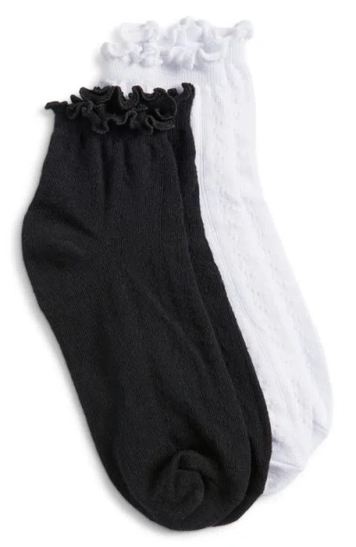 Stems Assorted 2-pack Ruffle Trim Ladder Knit Socks In Multi