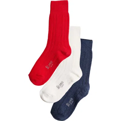 STEMS STEMS ASSORTED 3-PACK LUXE MERINO WOOL & CASHMERE BLEND CREW SOCKS