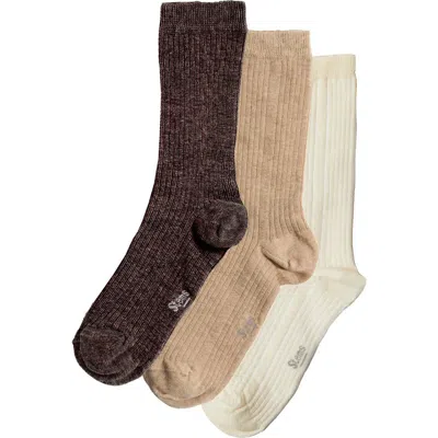 Stems Assorted 3-pack Cotton & Cashmere Blend Crew Socks In Amberwood Beige Ivory