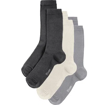 Stems Assorted 3-pack Cotton & Cashmere Blend Crew Socks In Black/grey/ivory