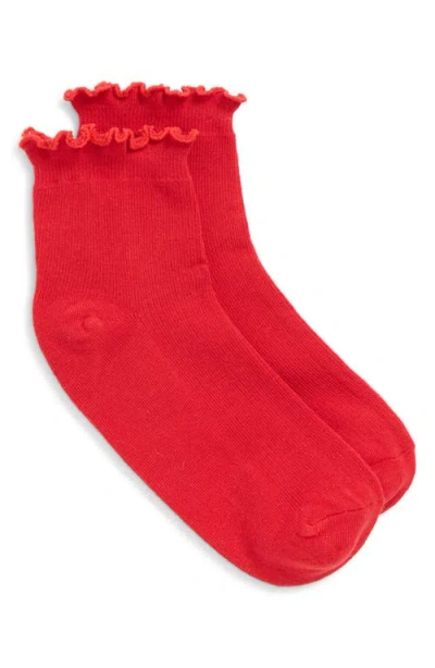 Stems Billie Ruffle Mid Crew Socks In Red