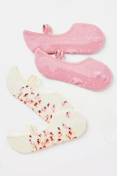 Stems Blossom Grip Socks, Set Of 2 In Pink