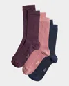 Stems Assorted 3-pack Rib Socks In Navy/rosa/mauve