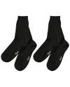 Stems Classic Silky Rib Crew Socks - 2 Pack In Black