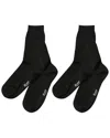 Stems Classic Silky Rib Crew Socks - 2 Pack In Black